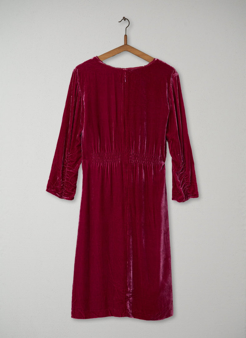 Reworn Silk Velvet Dress Size 12 (076) | Cerise