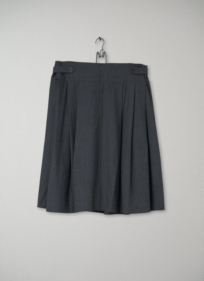 Reworn Pleated Skirt Size 18 (009) | Grey Marl