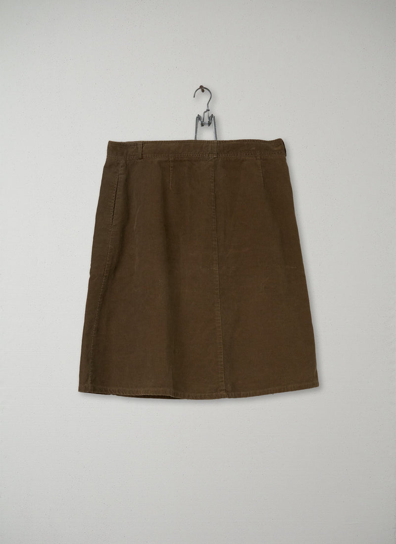 Reworn Needlecord Skirt Size 14 (004) | Brown