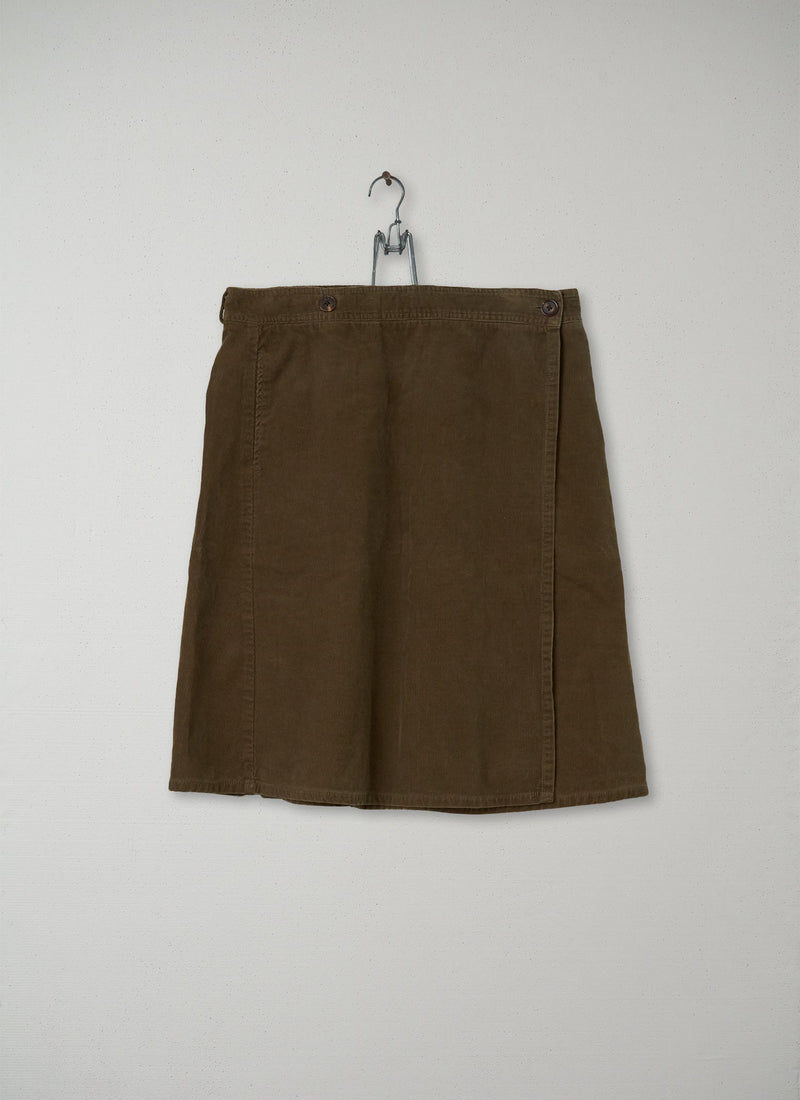 Reworn Needlecord Skirt Size 14 (004) | Brown