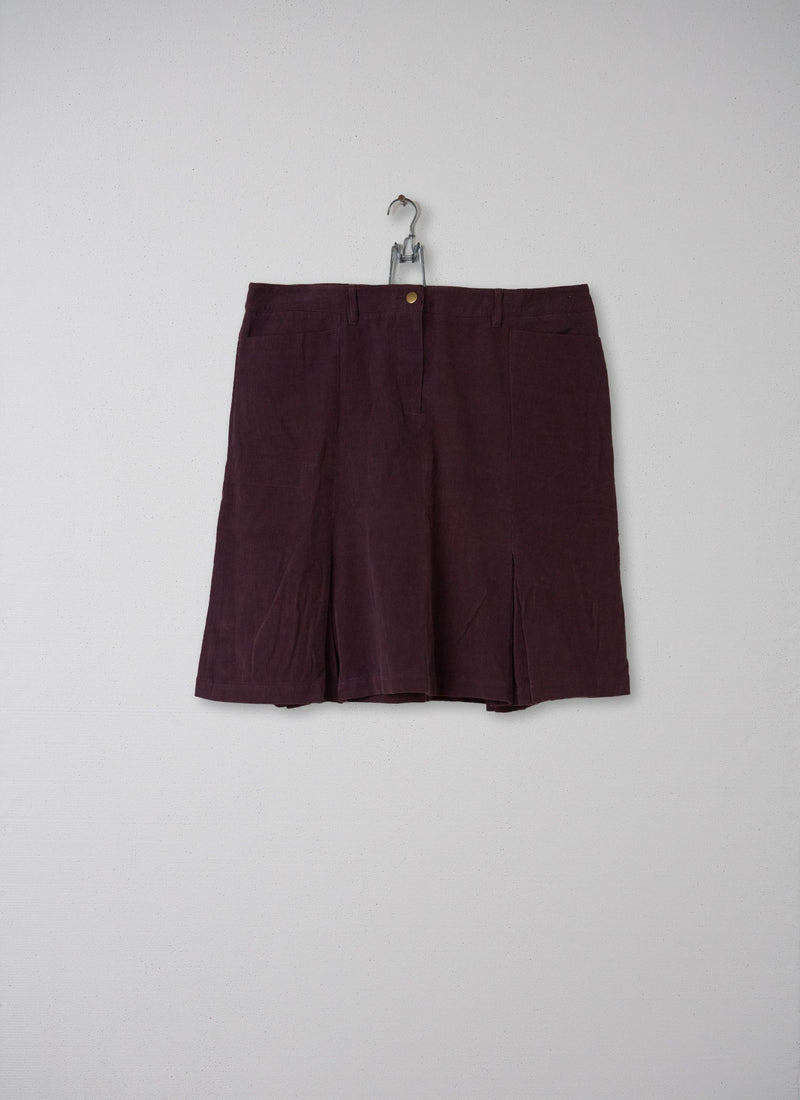 Reworn Cord Skirt Size 18 (015) | Damson