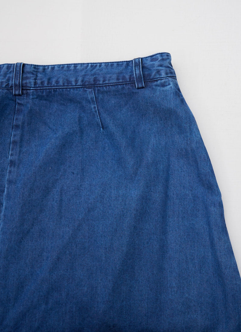 Reworn Chambray Wrap Skirt Size 14 (200) | Indigo