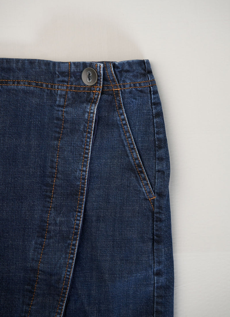 Reworn Denim Skirt Size 16 (104) | Indigo