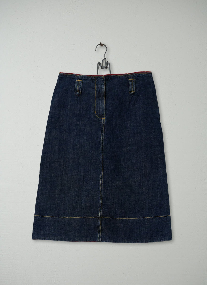 Reworn Short Jean Skirt Size 8 (083) | Indigo