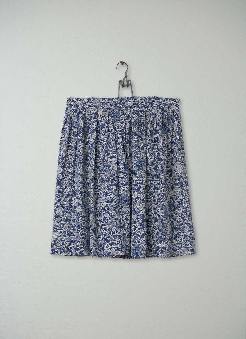 Reworn Ishigawa Print Skirt Size 10 (032) | Blue