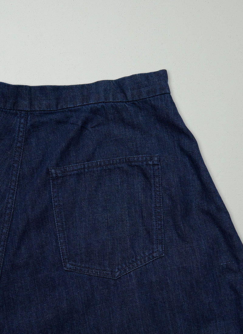 Reworn Denim Full Skirt Size 12 (205) | Indigo