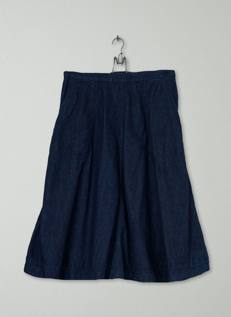 Reworn Denim Full Skirt Size 12 (205) | Indigo