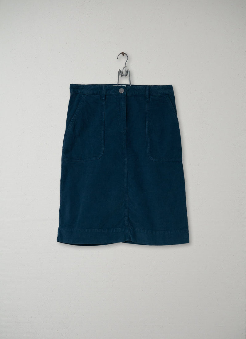 Reworn Cord A Line Skirt Size 10 (010) | Teal