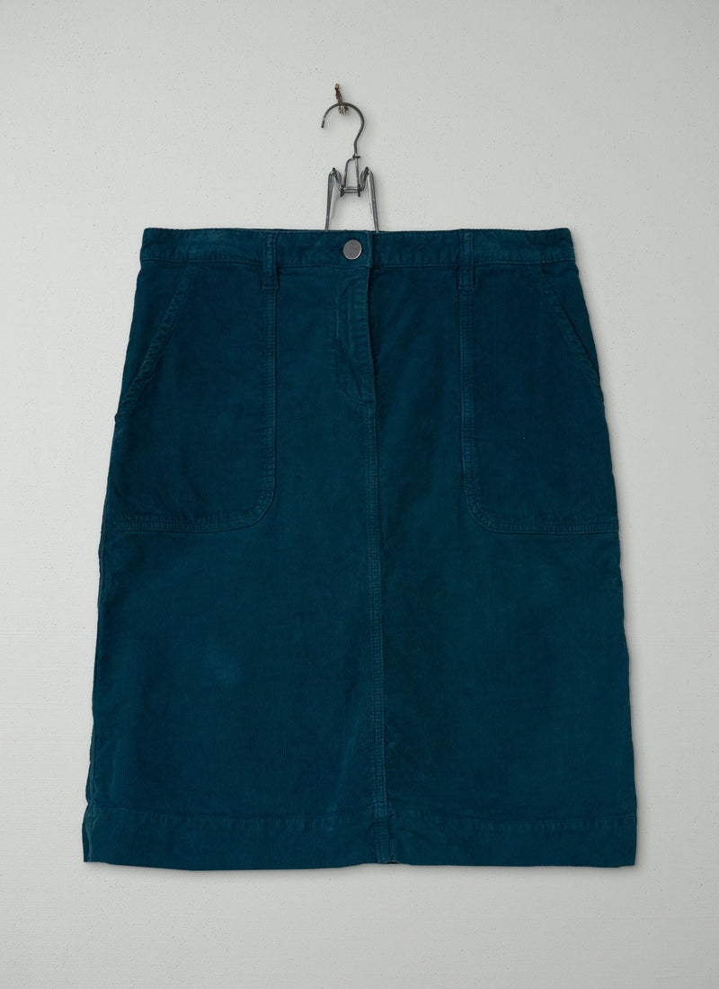 Reworn A Line Cord Skirt Size 14 (201) | Teal