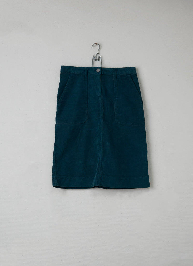 Reworn Cord A Line Skirt Size 8 (018) | Teal