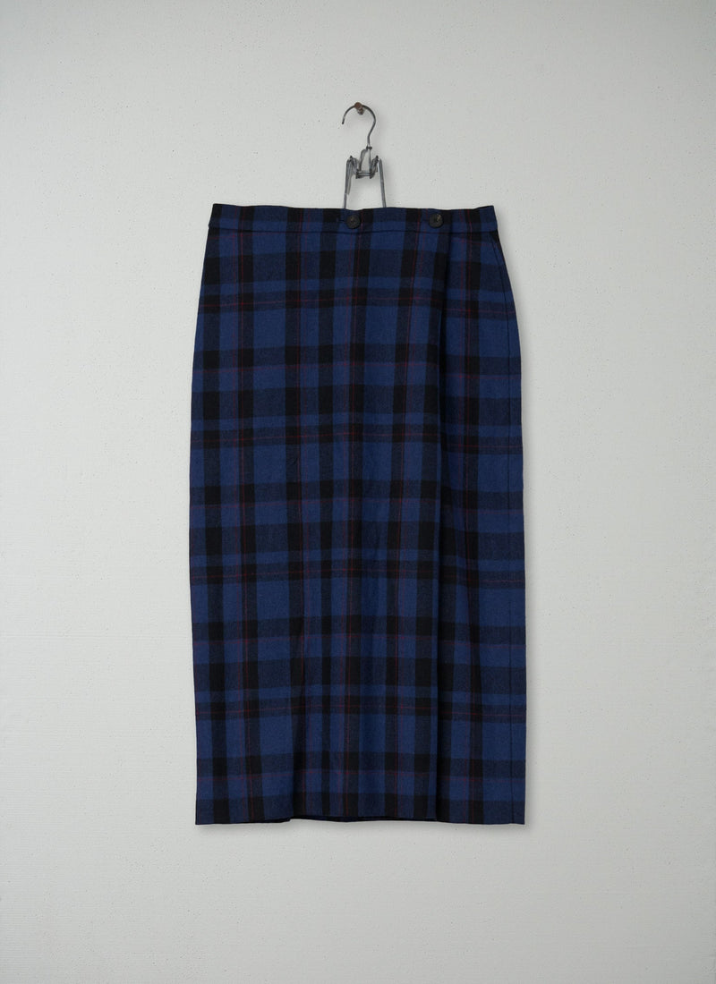 Reworn Check Wrap Skirt Size 8 (027) | Multi