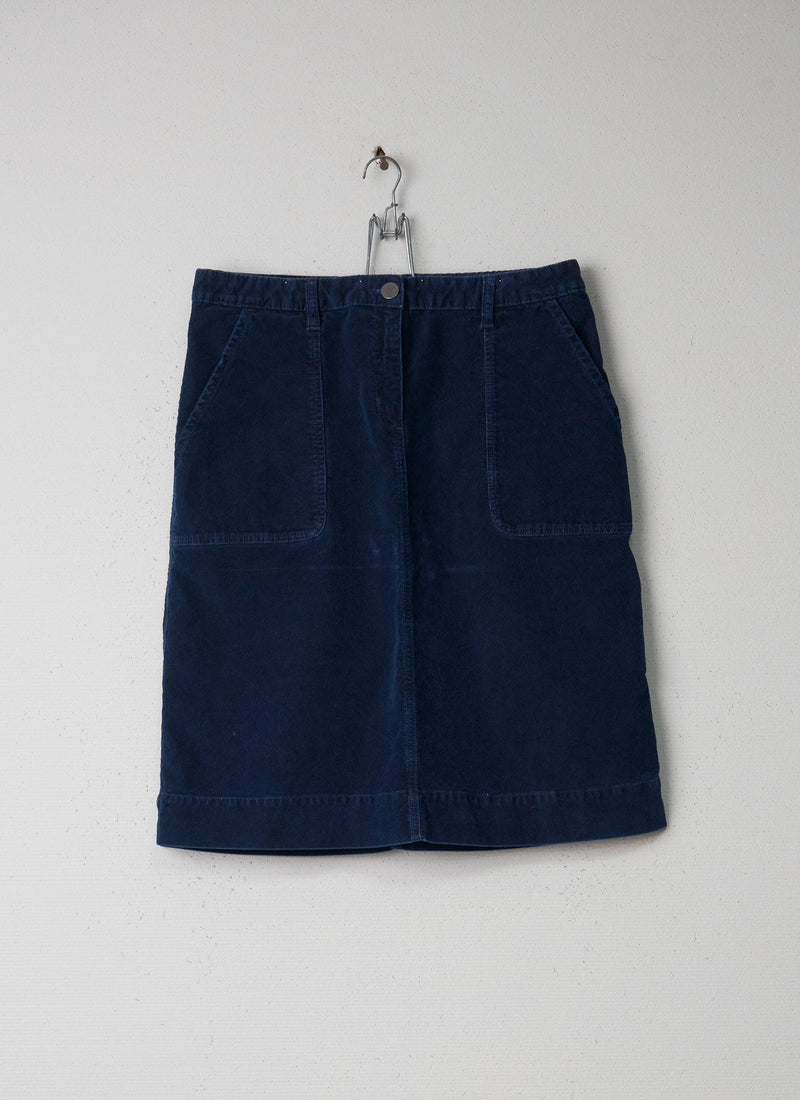 Reworn Cord A Line Skirt Size 14 (005) | Indigo