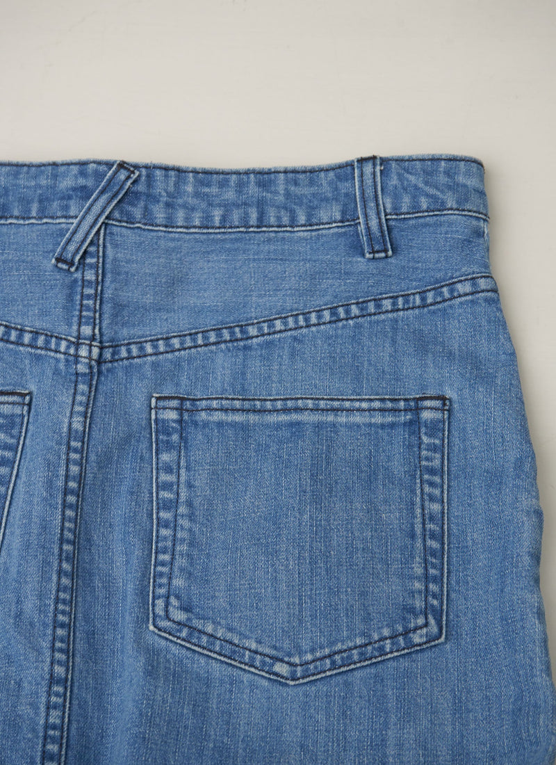 Reworn A Line Denim Skirt Size 10 (058) | Indigo