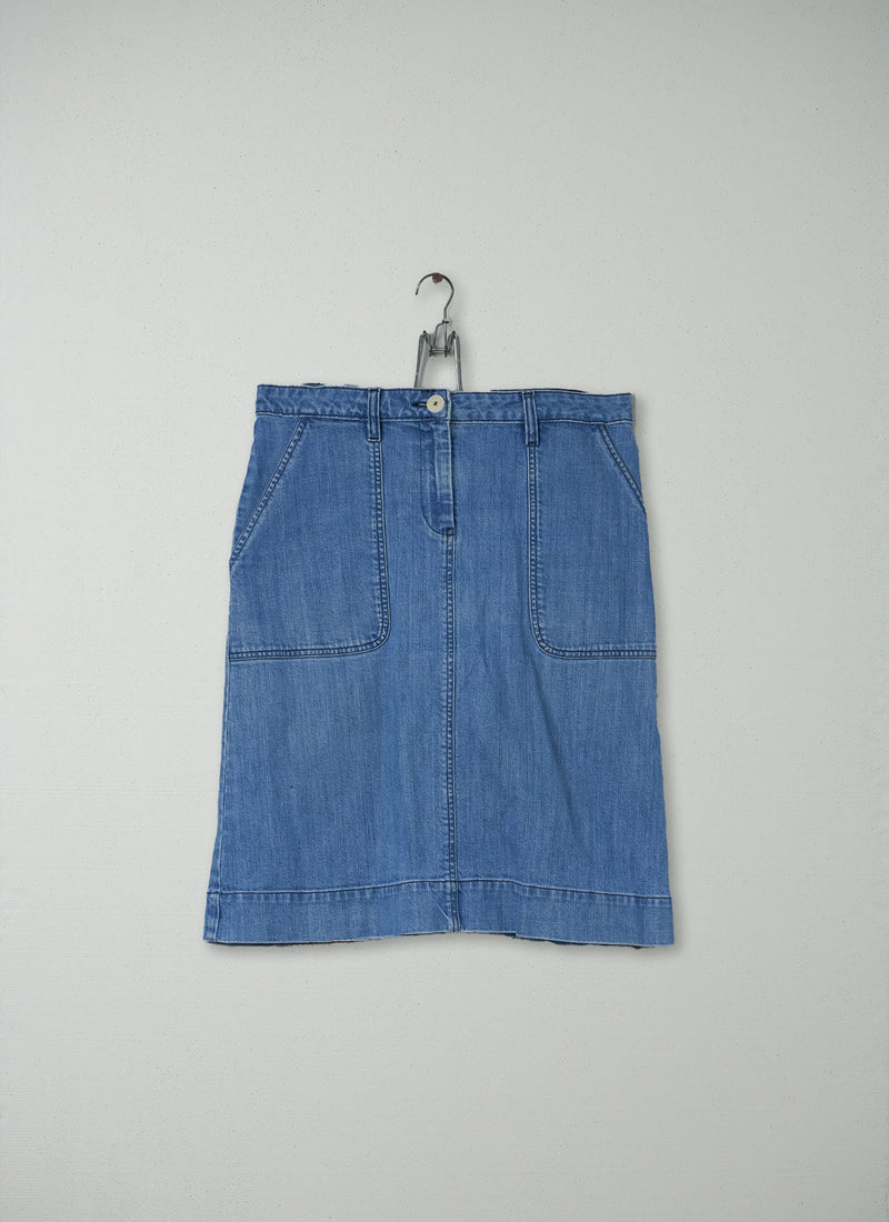 Reworn A Line Denim Skirt Size 10 (058) | Indigo