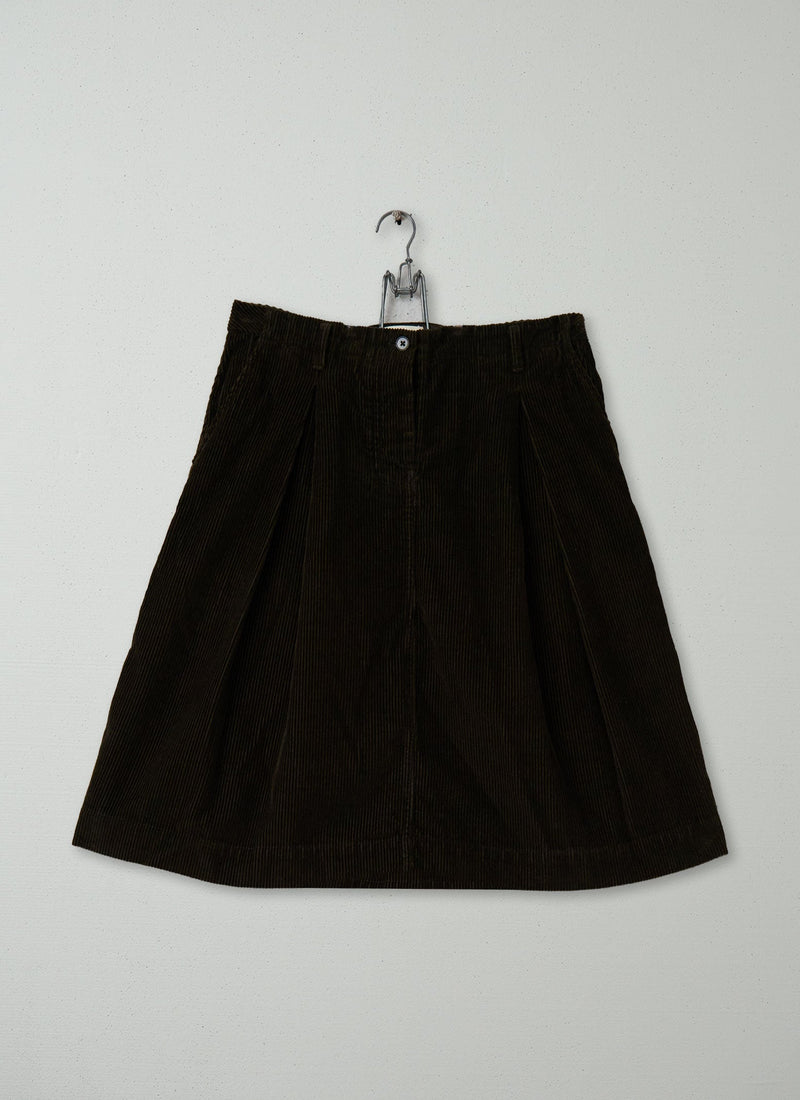 Reworn Cord Pleat Skirt Size 12 (255) | Bracken