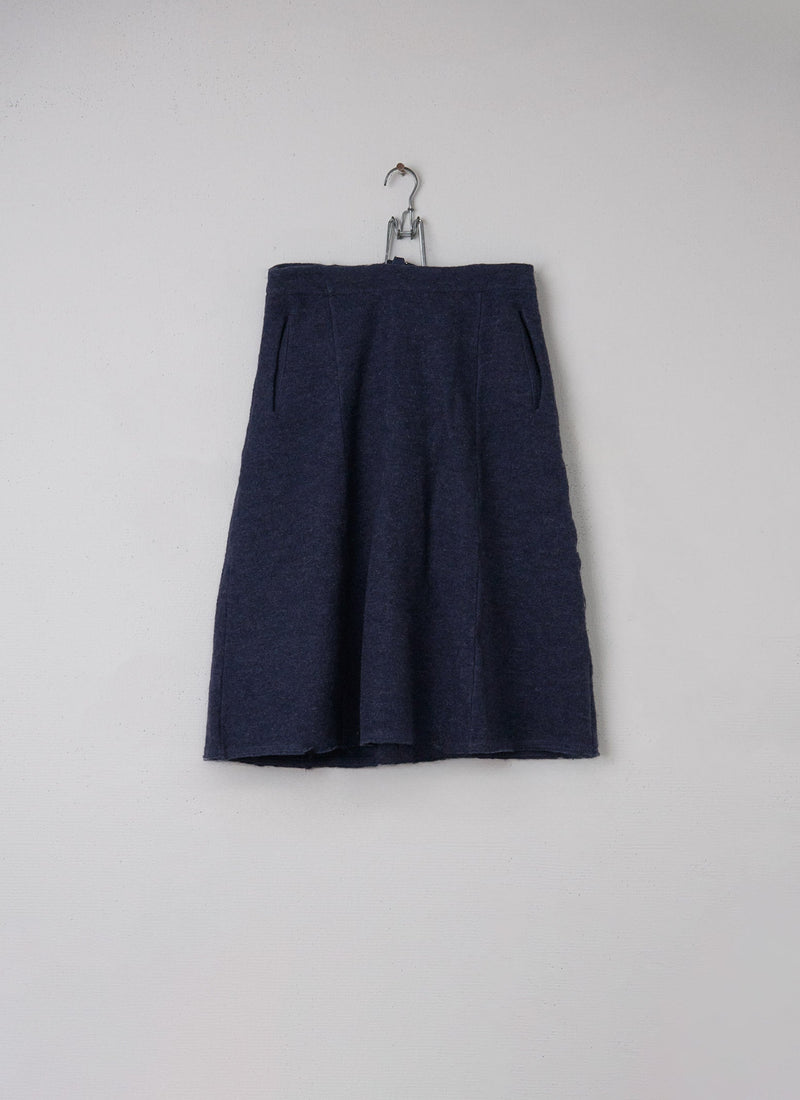 Reworn Wool Skirt Size 10 (016) | Navy