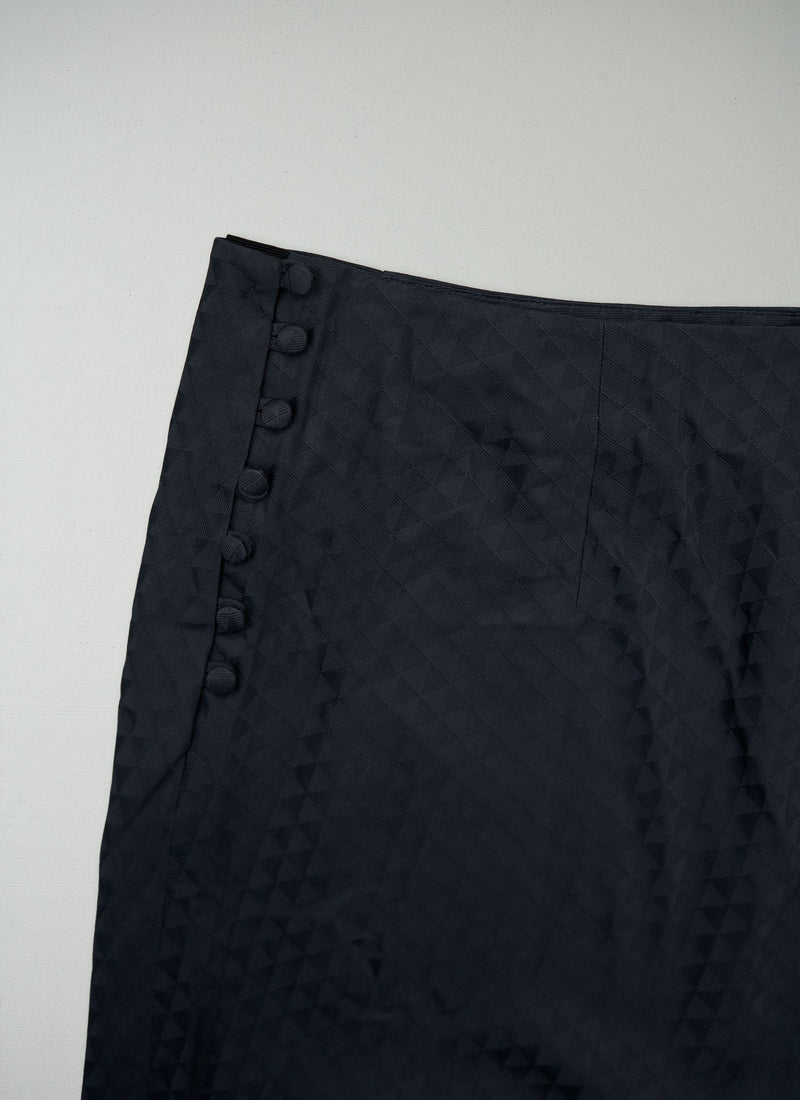 Reworn Satin Jacquard Skirt Size 16 (254) | Black