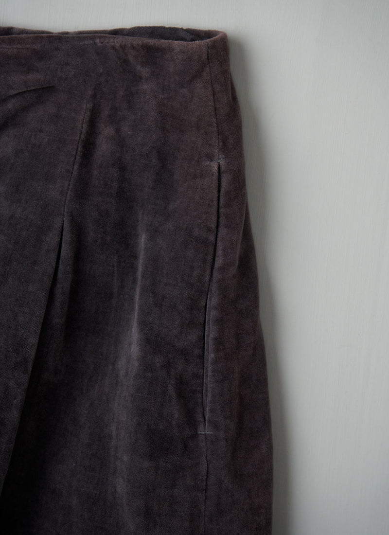 Reworn Linen Velvet Skirt Size 12 (106) | Grey