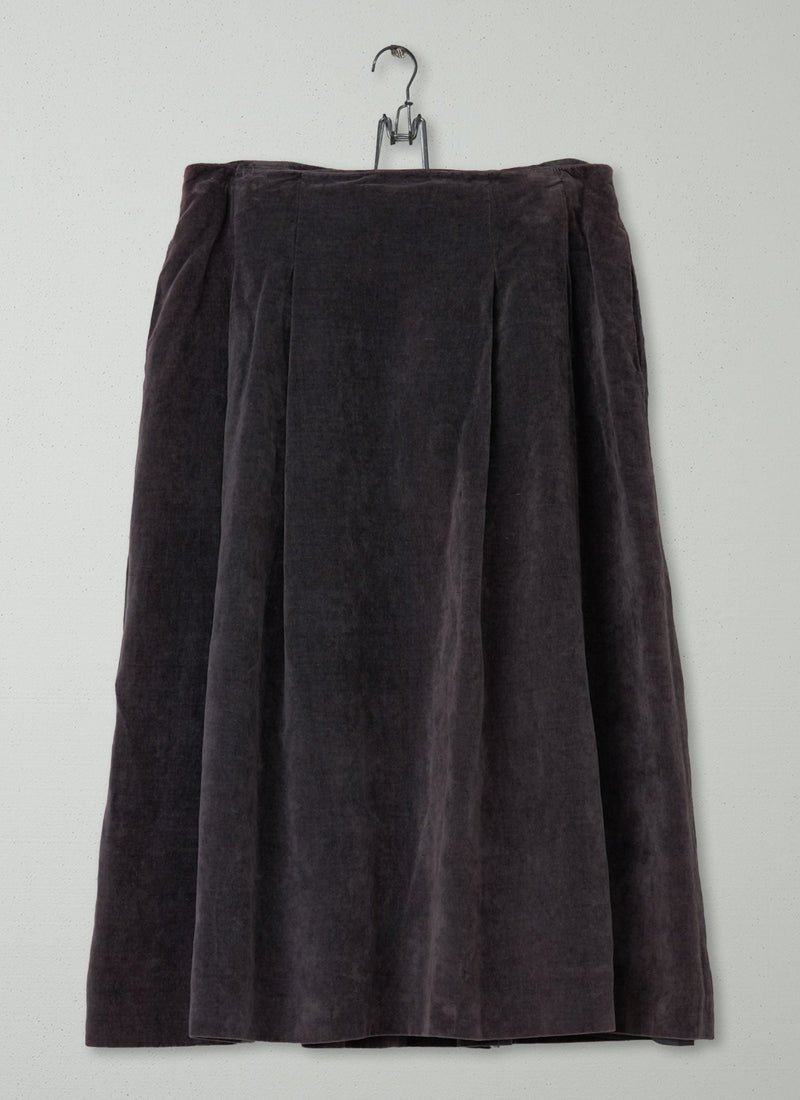 Reworn Linen Velvet Skirt Size 12 (106) | Grey