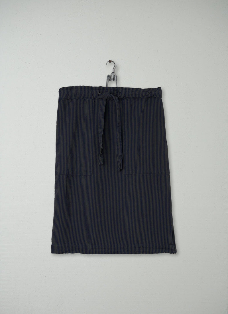 Reworn Stripe Cotton Linen Skirt Size 12 (059) | Multi