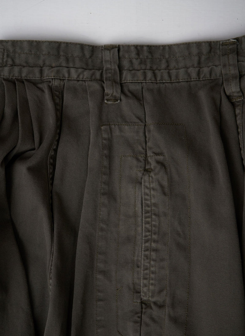 Reworn Cotton Twill Skirt Size 8 (069) | Dark Khaki