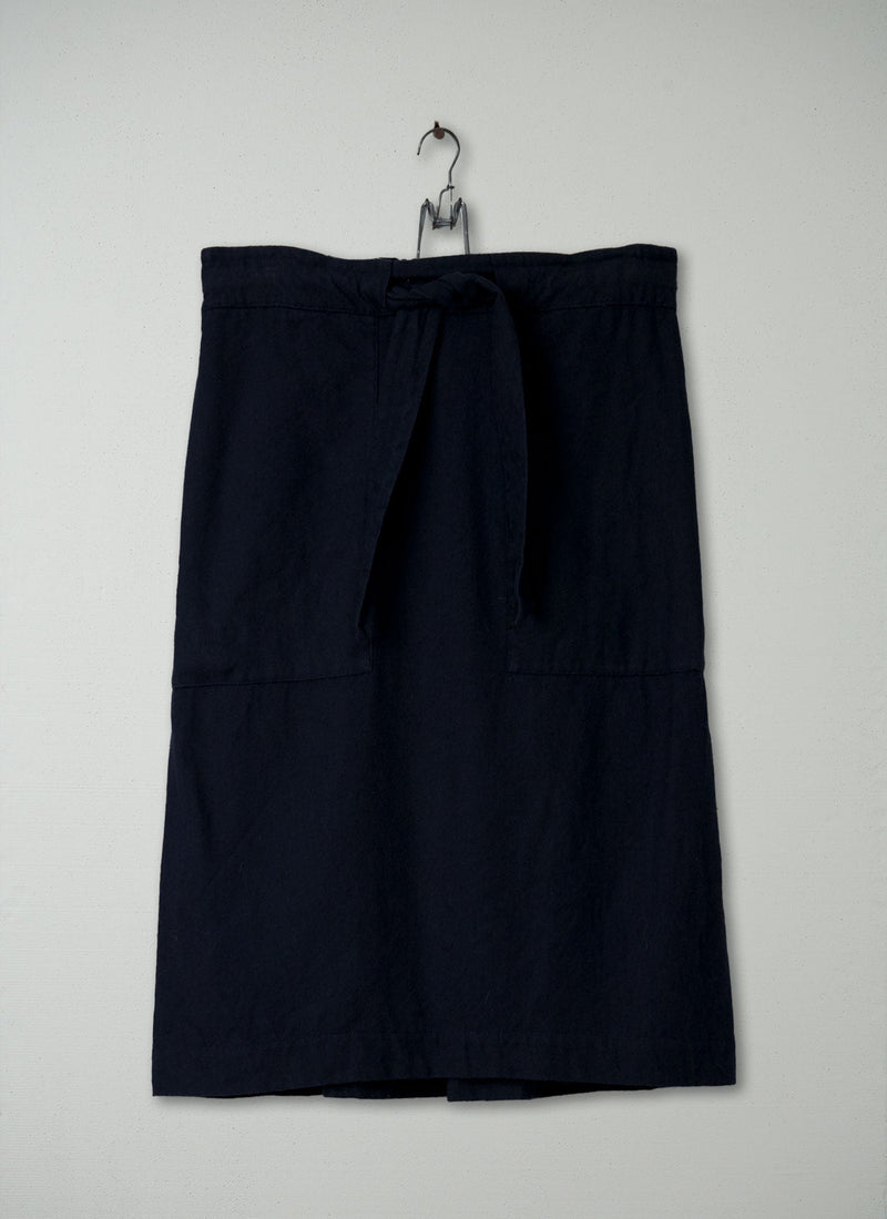 Reworn Soft Wool Cotton Skirt Size 10 (087) | Navy