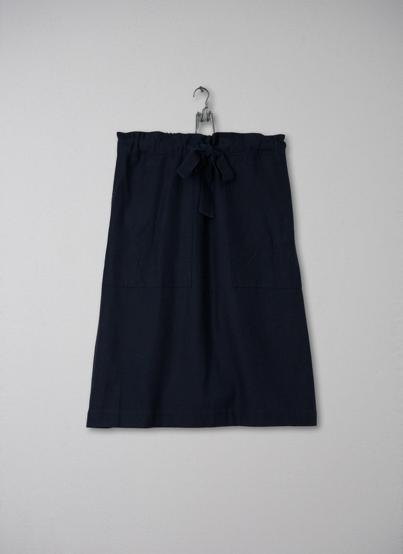 Reworn Cotton Wool Skirt Size 12 (024) | Navy
