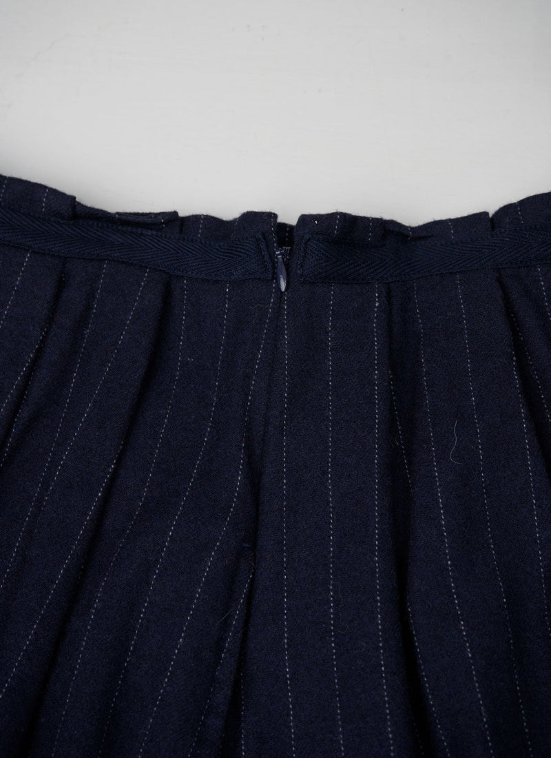 Reworn Pinstripe Wool Skirt Size 10 (057) | Navy