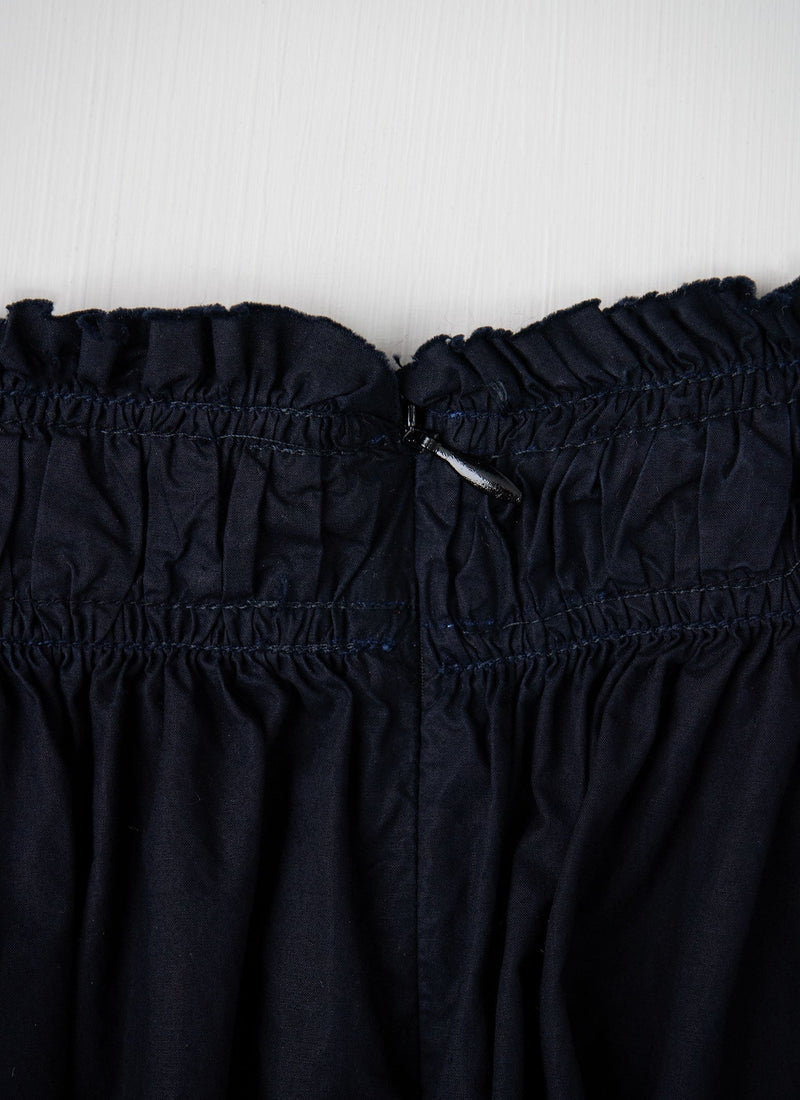Reworn Poplin Gathered Skirt Size 12 (107) | Deep Navy