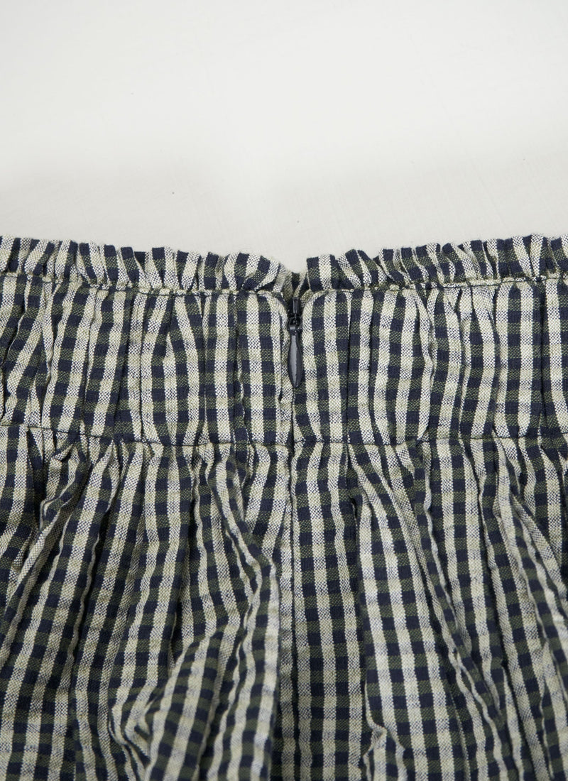 Reworn Gingham Skirt Size 6 (100) | Sage/Navy