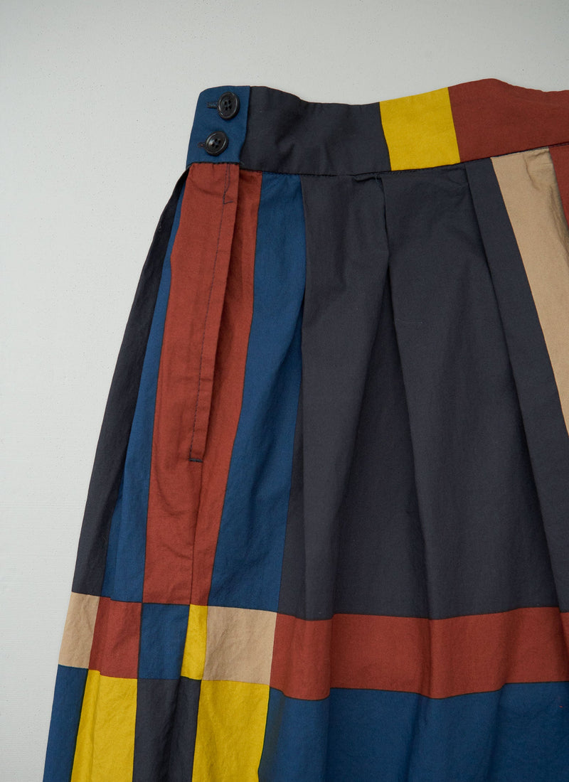 Reworn Large Check Cotton Skirt Size 16 (305) | Multi