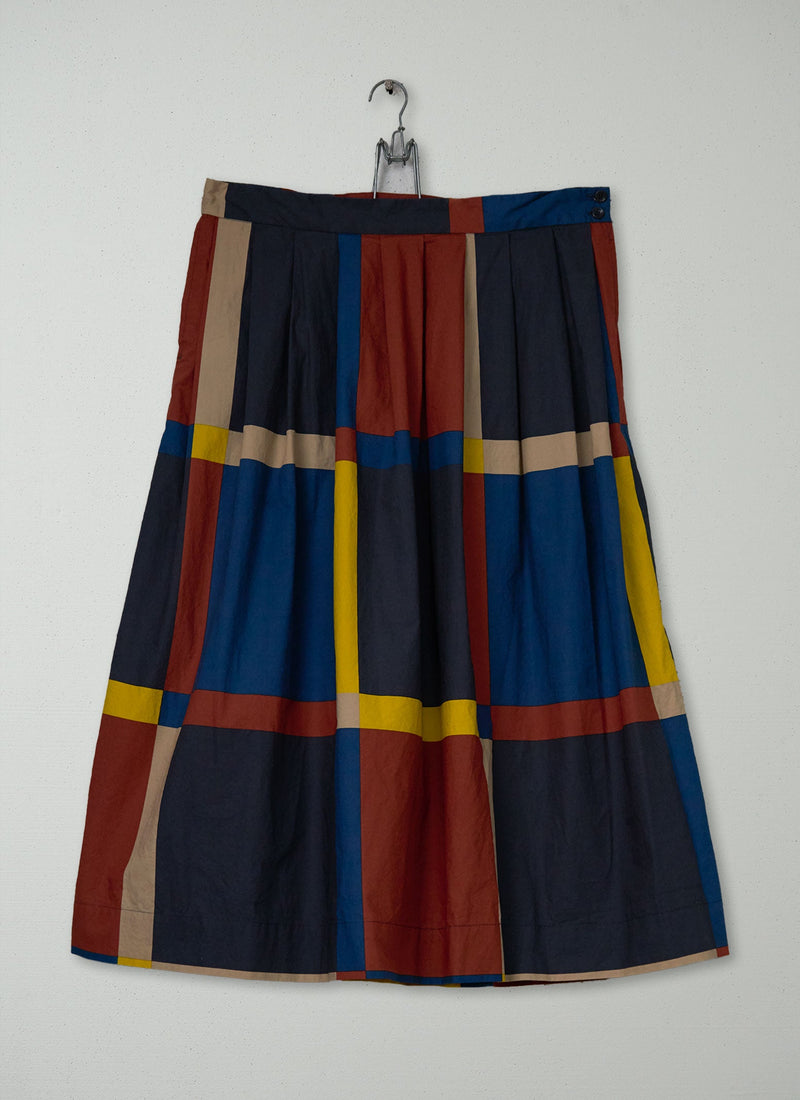 Reworn Large Check Cotton Skirt Size 16 (305) | Multi