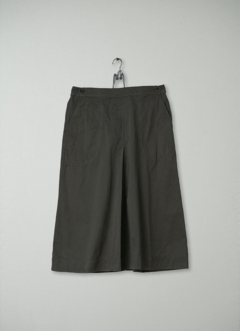 Reworn Cotton Twill Workwear Skirt Size 12 (065) | Dusted Khaki