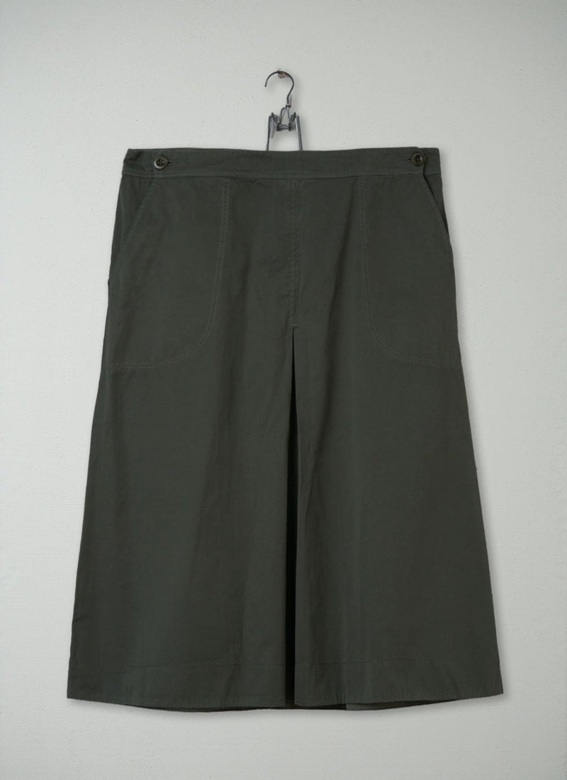 Reworn Cotton Twill Workwear Skirt Size 6 (212) | Dusted Khaki