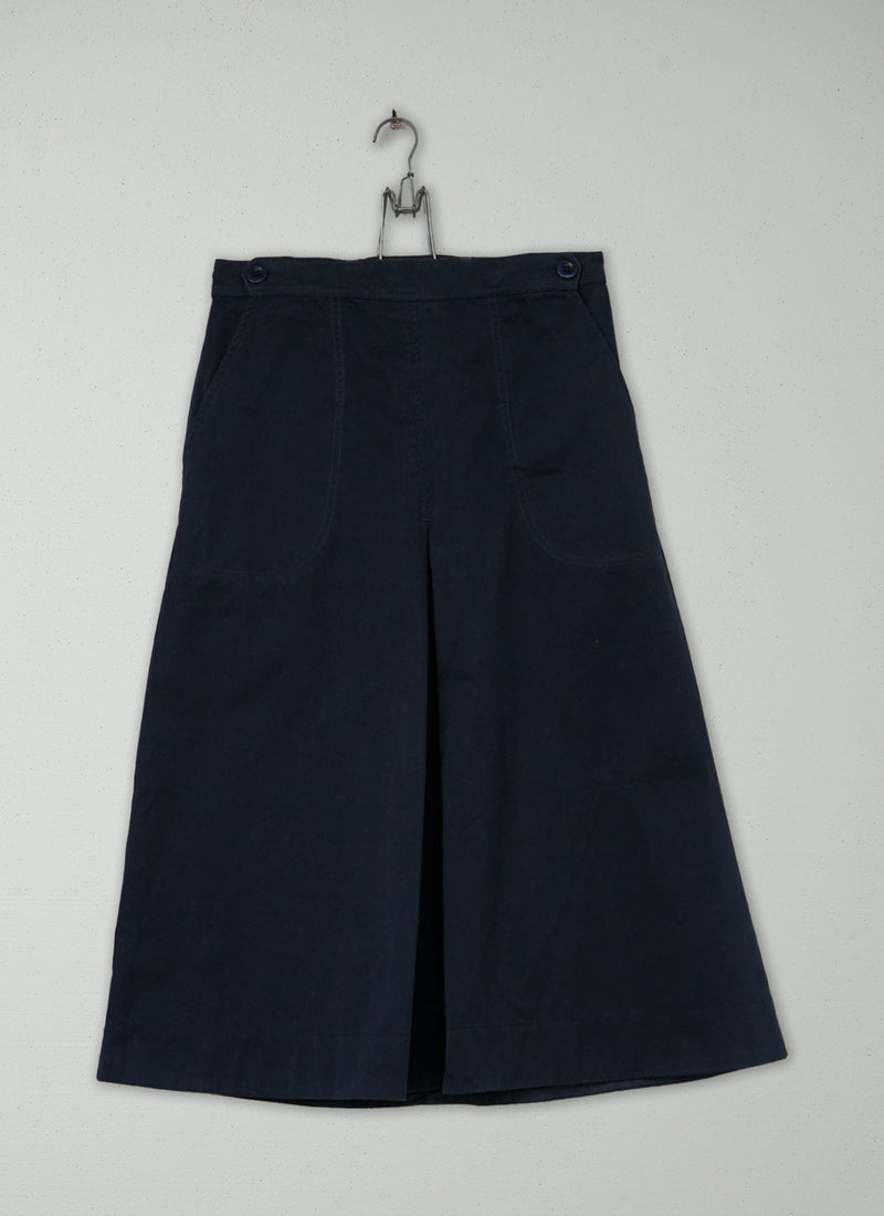 Reworn Cotton Twill Workwear Skirt Size 8 (222) | Navy