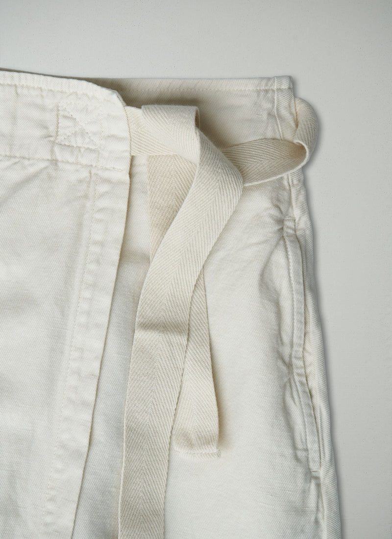 Reworn Cotton Linen Wrap Skirt Size 10 (084) | Parchment