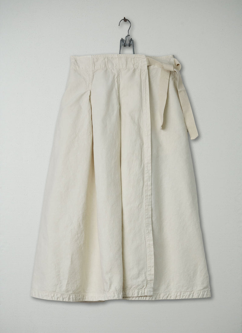 Reworn Cotton Linen Wrap Skirt Size 10 (084) | Parchment