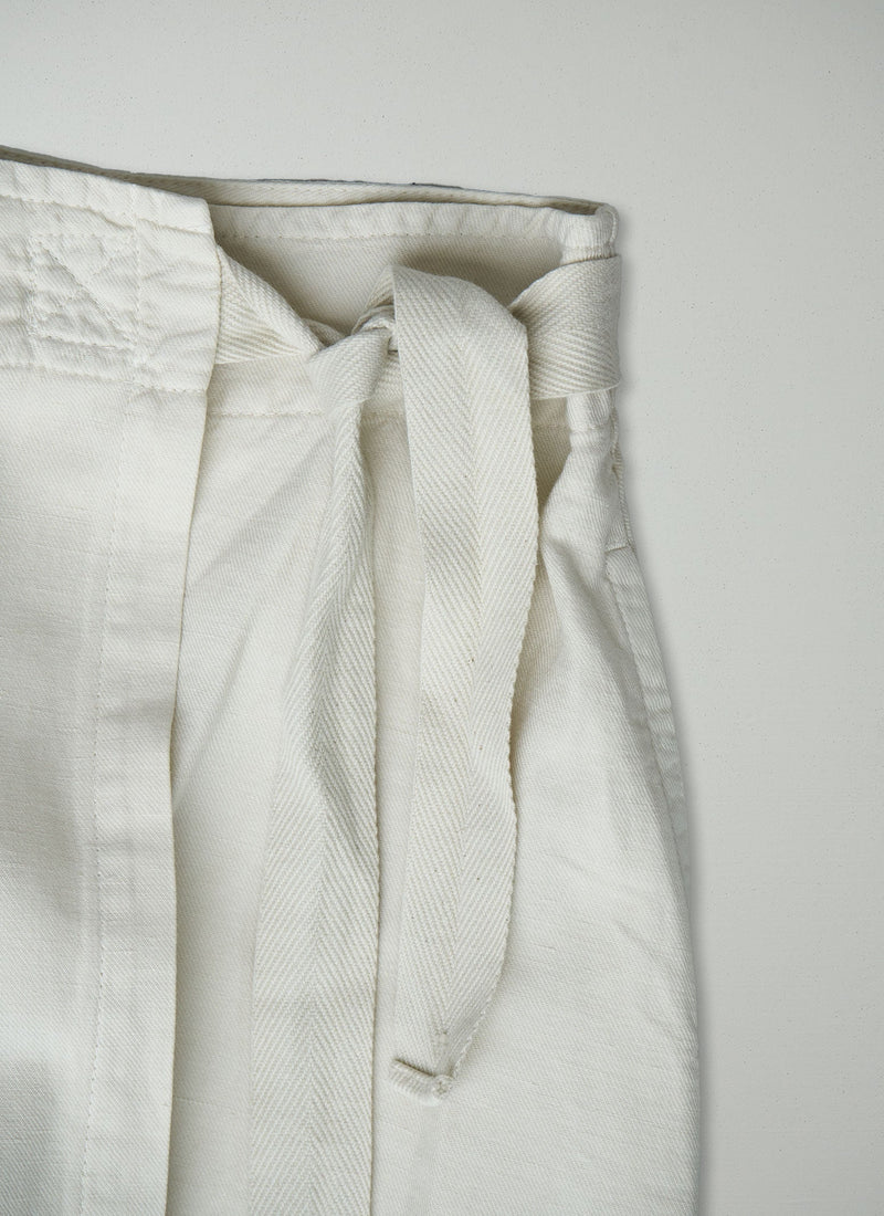 Reworn Cotton Linen Wrap Skirt Size 14 (089) | Parchment