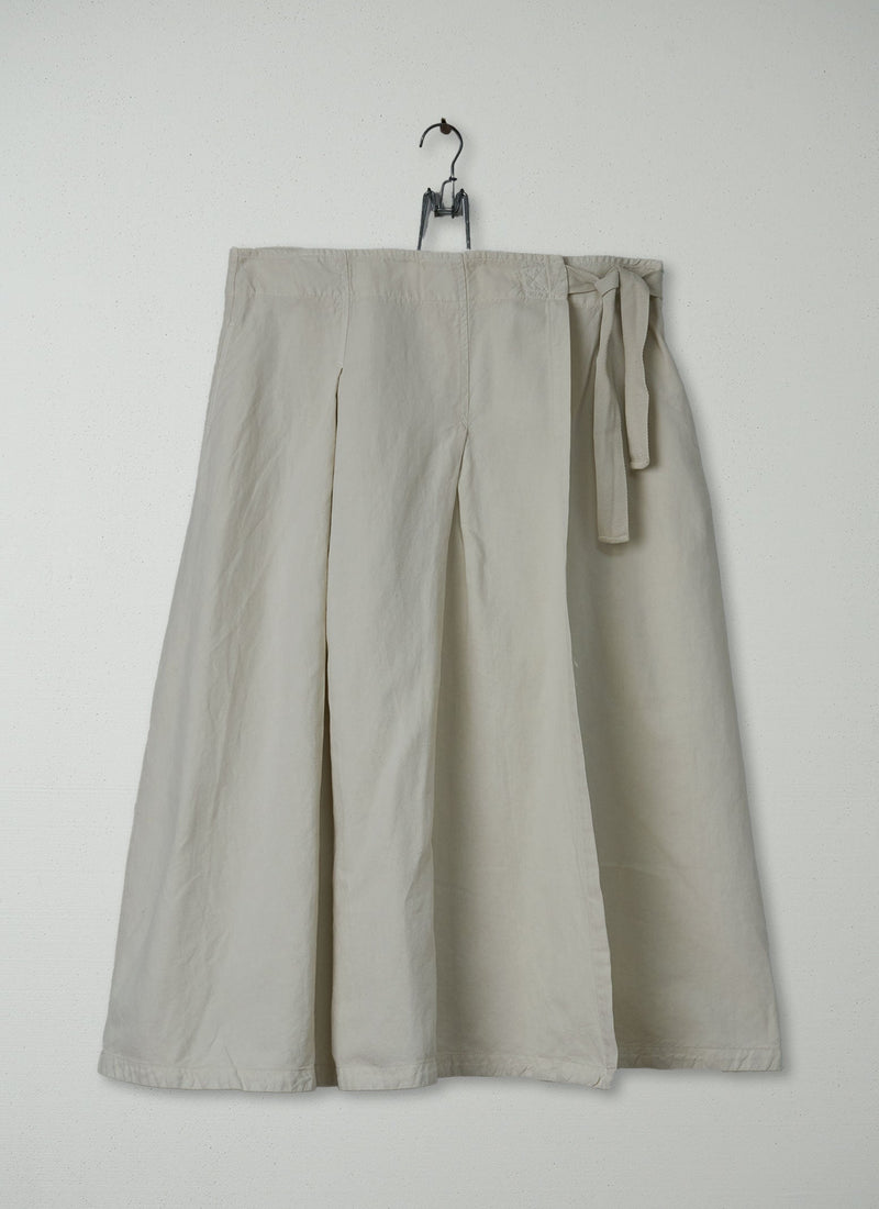 Reworn Cotton Linen Wrap Skirt Size 14 (089) | Parchment