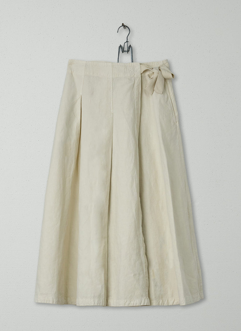 Reworn Cotton Linen Wrap Skirt Size 8 (304) | Parchment