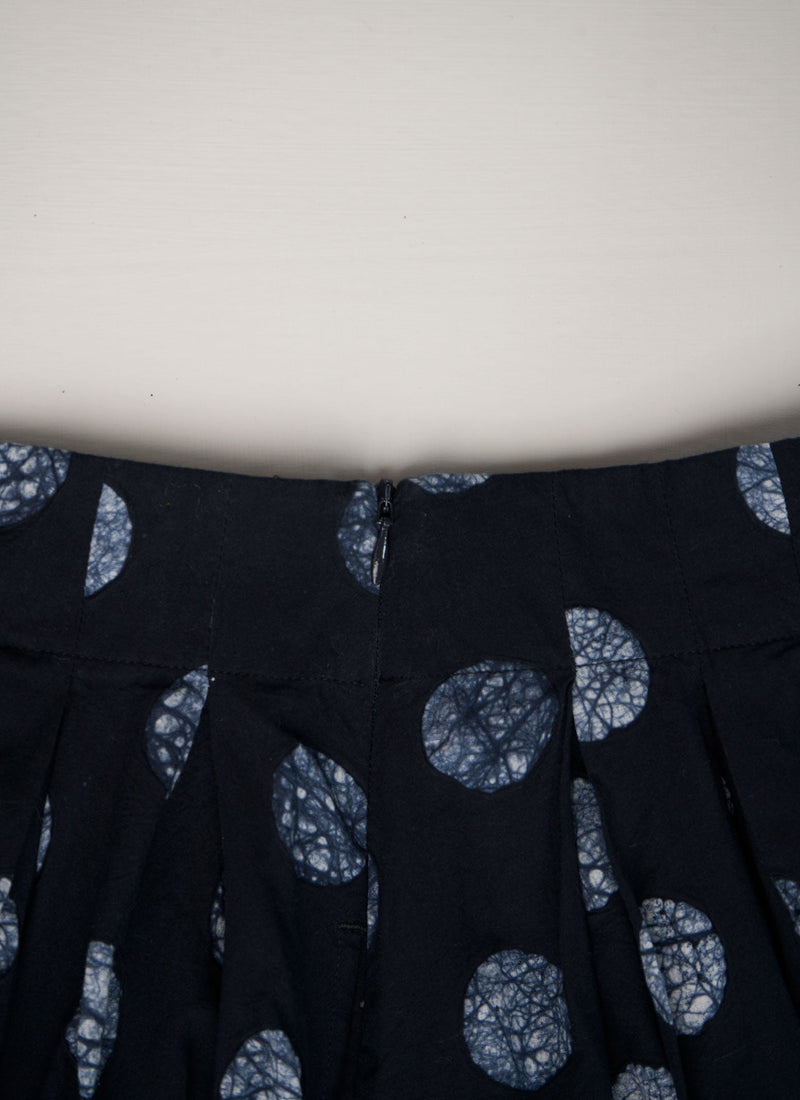 Reworn Batik Dot Skirt Size 10 (096) | Deep Blue