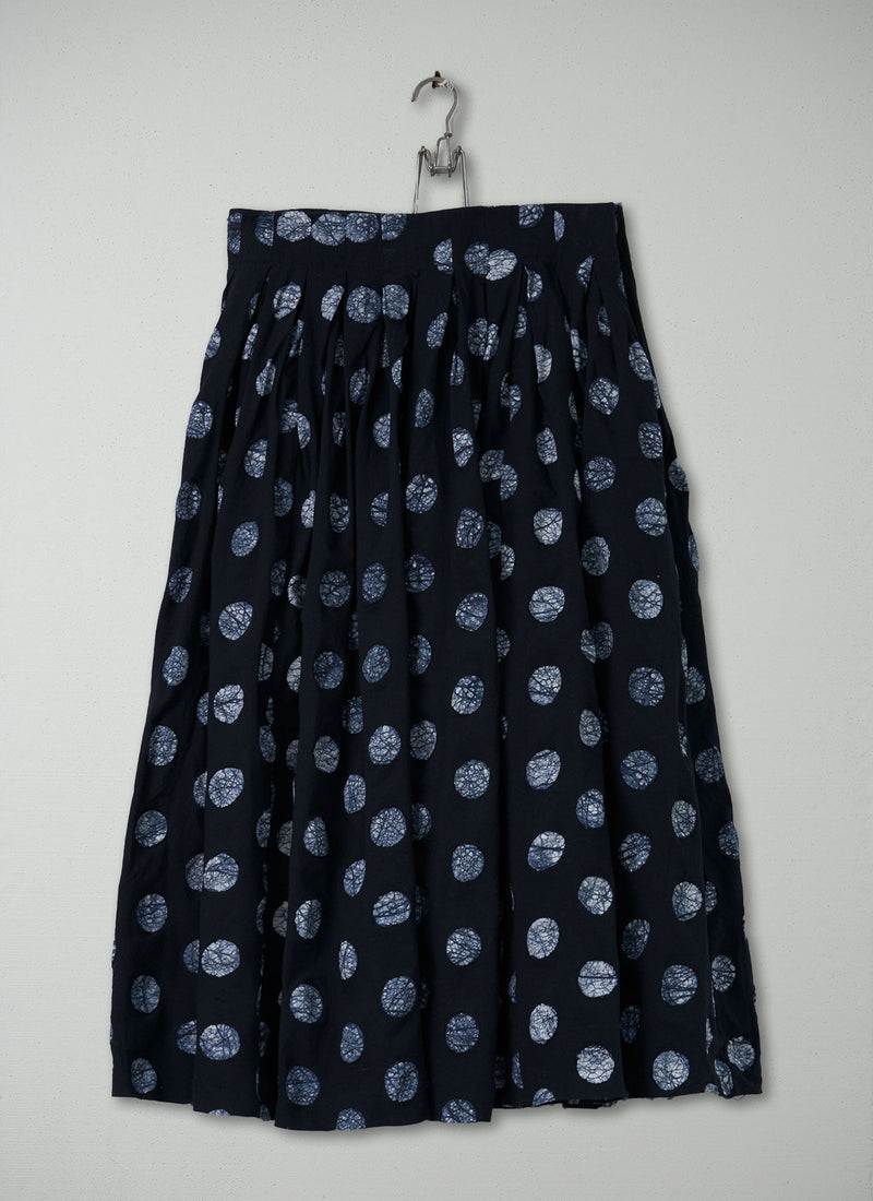 Reworn Batik Dot Skirt Size 10 (096) | Deep Blue