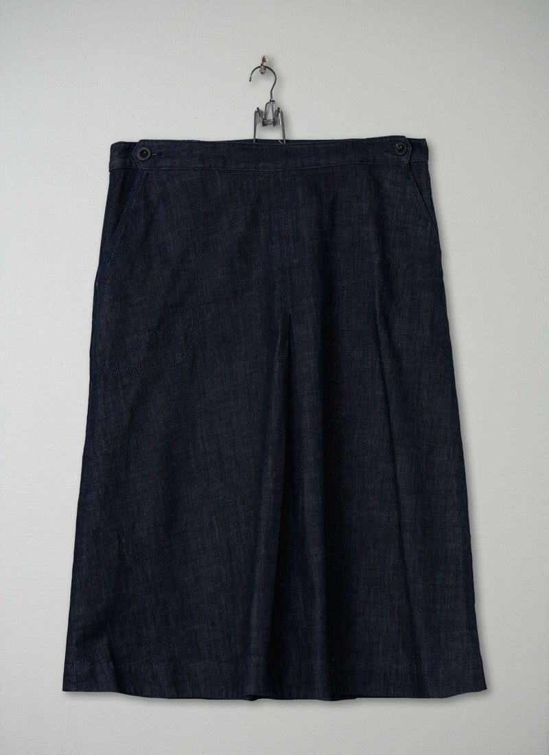 Reworn Denim Side Button Skirt Size 14 (199) | Indigo