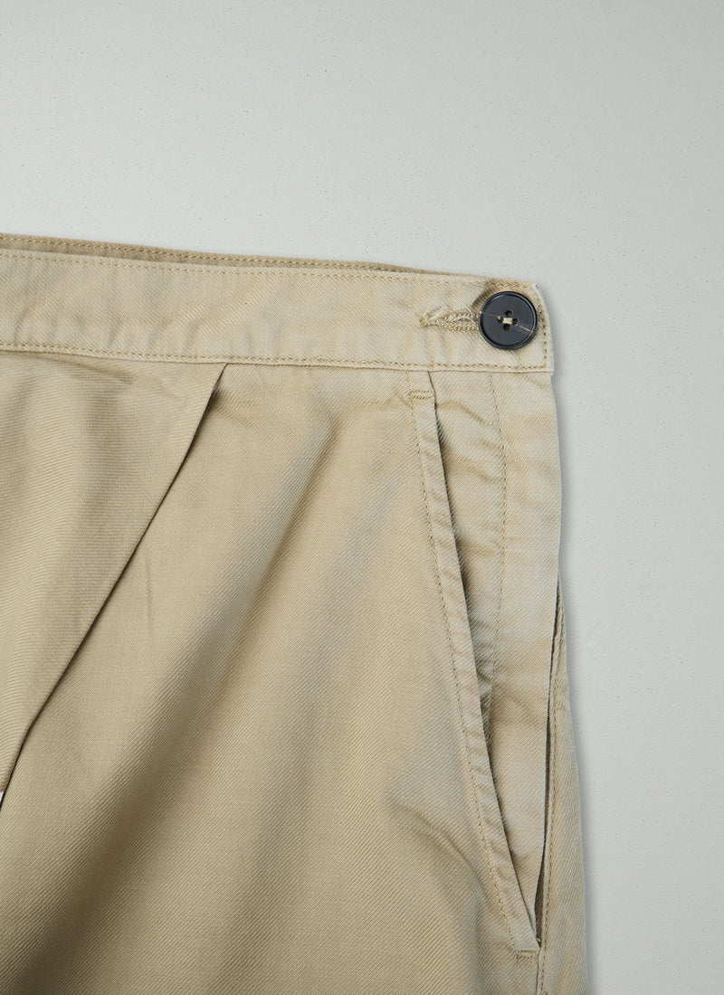 Reworn Pleat Front Skirt Size 12 (103) | Pale Khaki