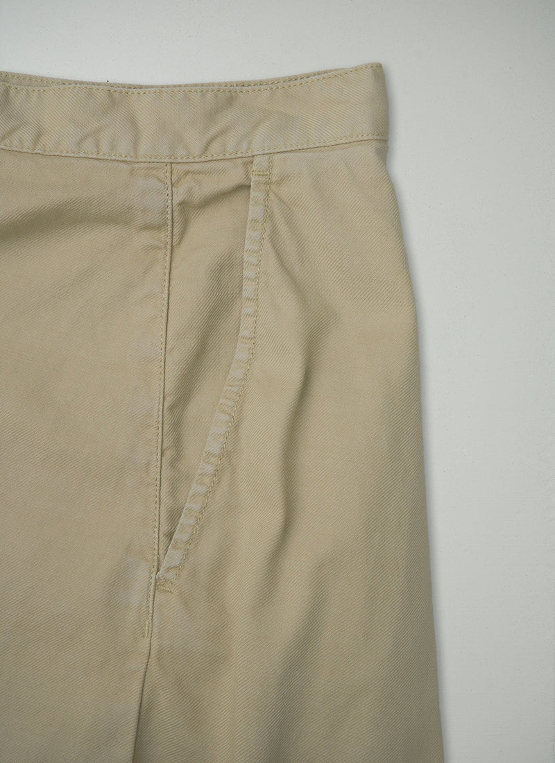 Reworn Pleat Front Skirt Size 16 (214) | Pale Khaki