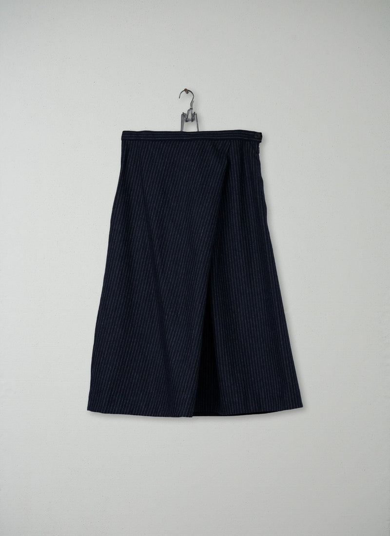 Reworn Wool Cashmere Skirt Size 12 (031) | Blue