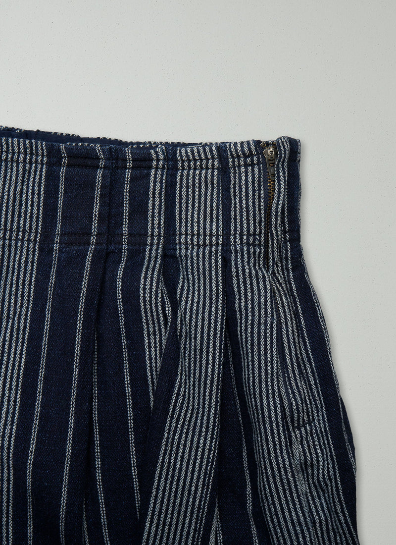 Reworn Stripe Cotton Linen Skirt Size 18 (191) | Multi