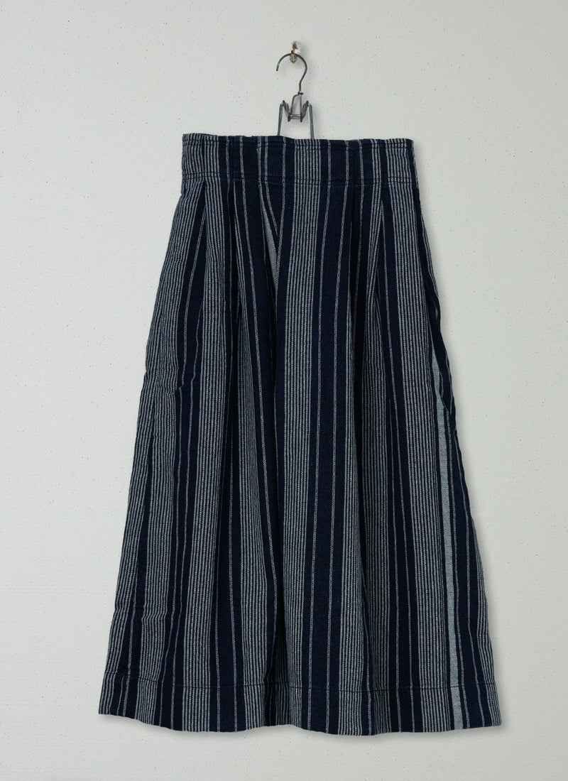 Reworn Stripe Cotton Linen Skirt Size 18 (191) | Multi