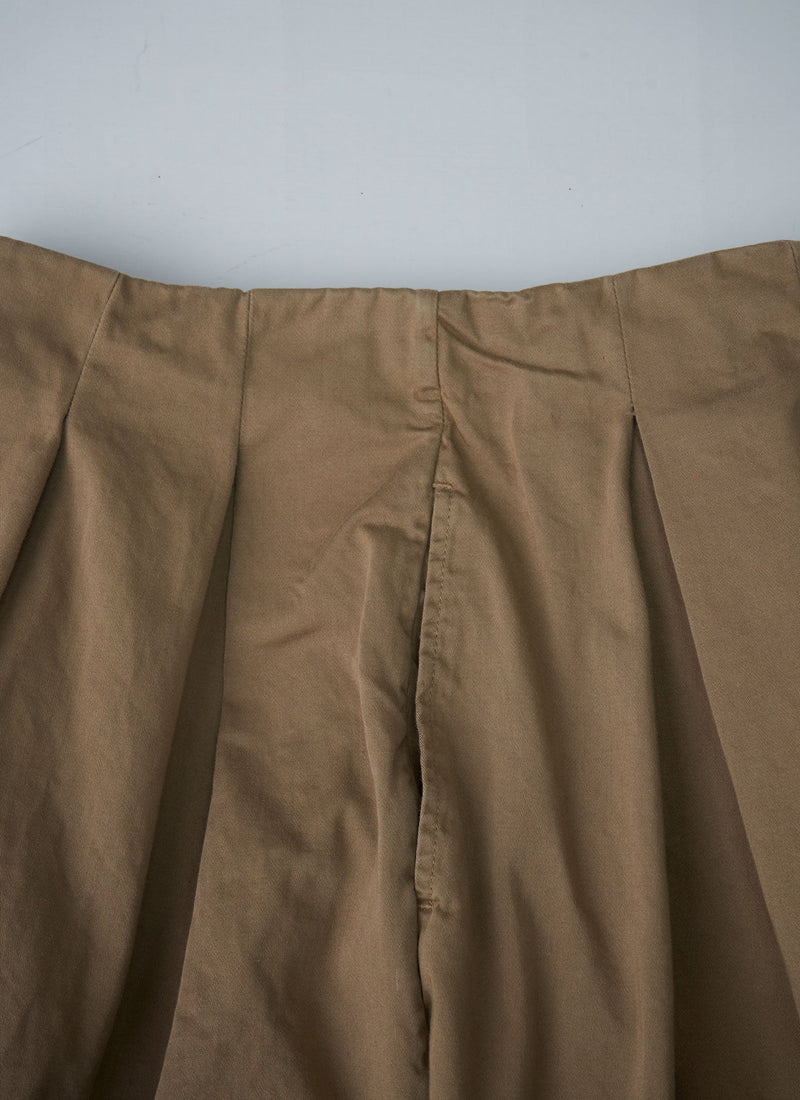 Reworn Cotton Sateen Pleated Skirt Size 10 (066) | Sand Dune