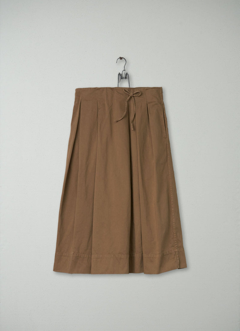 Reworn Cotton Sateen Pleated Skirt Size 10 (066) | Sand Dune